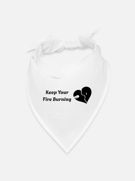 Keep Your Fire Burning Hearts - Bandana - white - Front