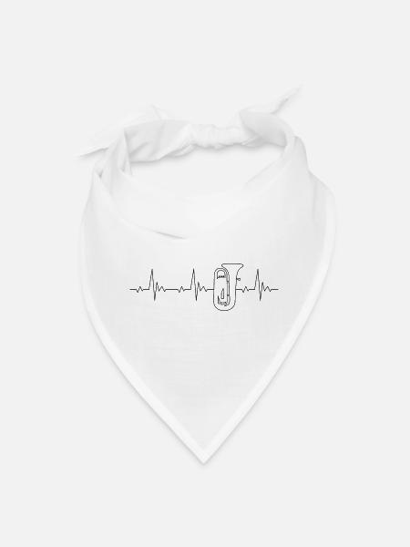 Tuba heartbeat frequency pulse ECG - Bandana - white - Front