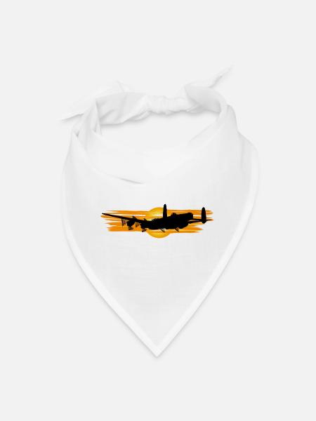 Sunset Airplane Silhouette Brush - Bandana - white - Front