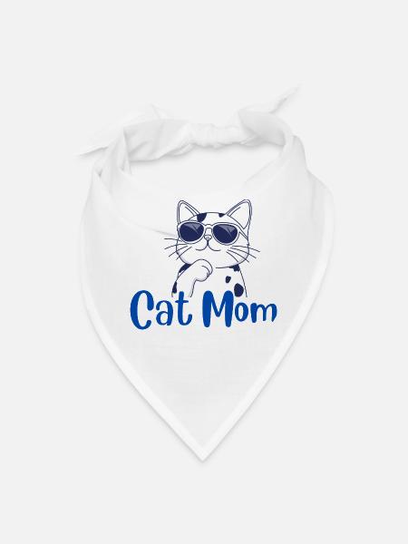 Cat Mom Sunglasses Graphic - Bandana - white