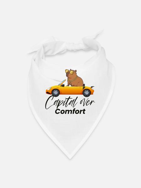 Capital Over Comfort Funny Capybara T-Shirt - Bandana - white - Front