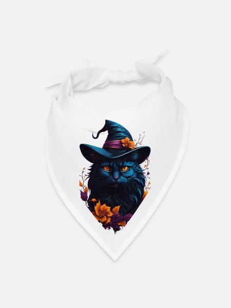witchy cat - Bandana - white - Front