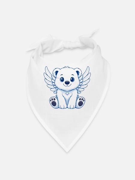Cute polar bear angel cartoon with wings joy laugh - Bandana - white