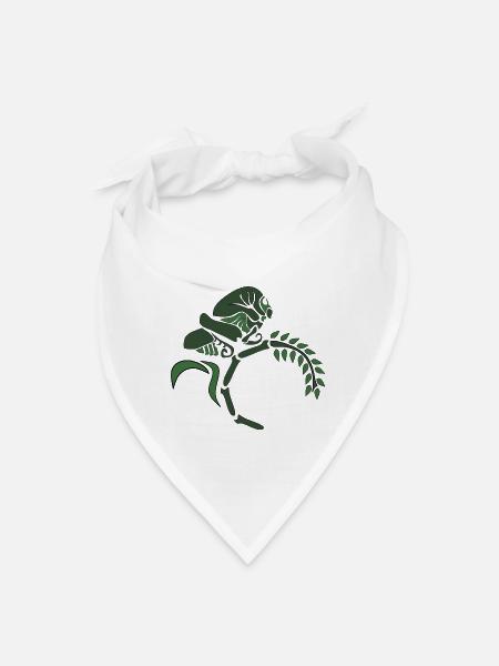 Whimsical Hooded Grasshopper Meditating Cartoon - Bandana - white