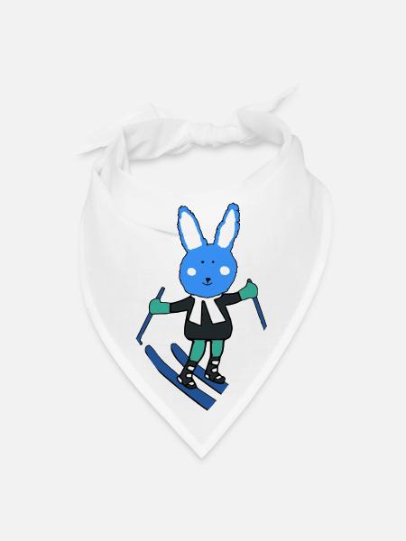 blue rabbit skiing - Bandana - white