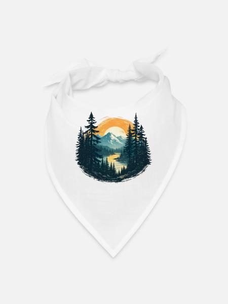 Sunlit Mountain Lake Circle - Bandana - white - Front