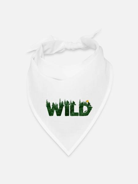 Wild Wolf Howling At Moon - Bandana - white - Front