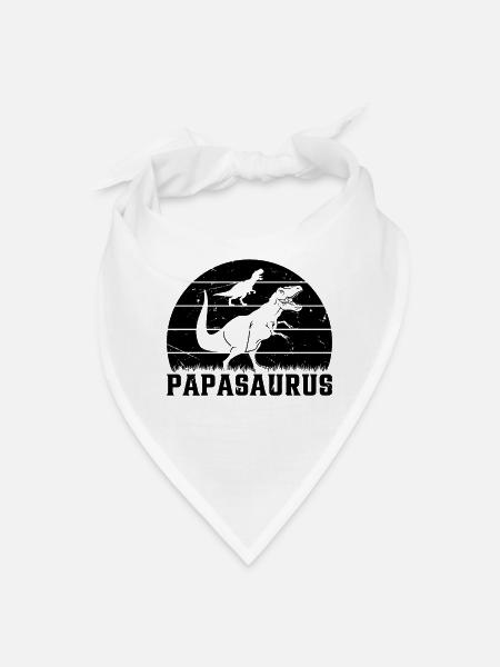 Papa Saurus Papa Dino Papa Dinosaur - Papasaurus - Bandana - white - Front