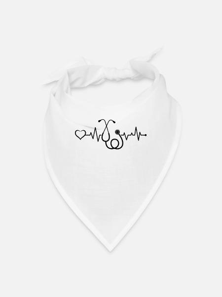 Doctor Stethoscope Heartbeat Heart - Bandana - white - Front