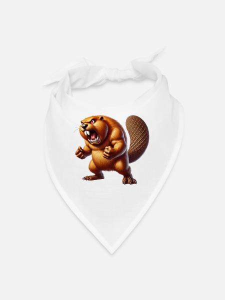 Angry Beaver: Fierce and Strong Animal Fighter - Bandana - white - Front