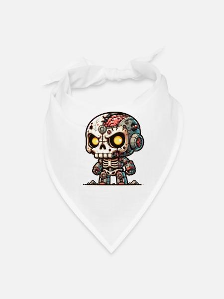 Cyborg Zombie Skull – Tech Undead Warrior - Bandana - white - Front