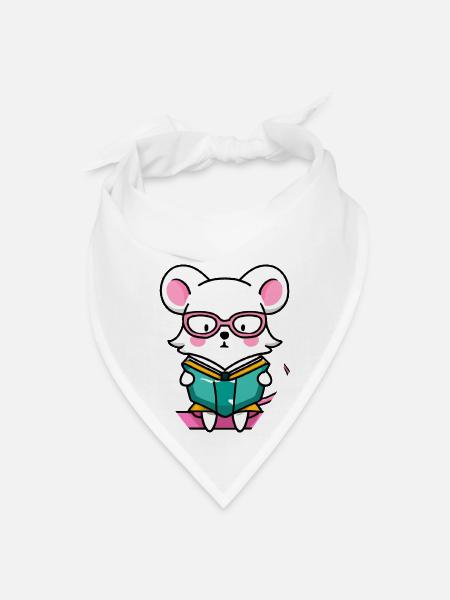 Bookworm Mouse - Bandana - white - Front