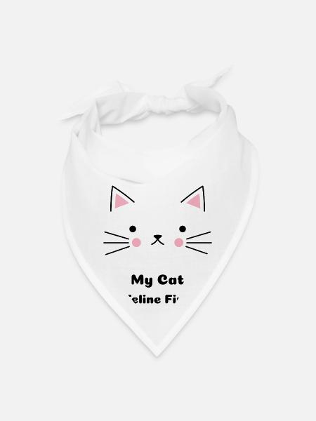 Feline Fine Cute Cat Face - Bandana - white - Front