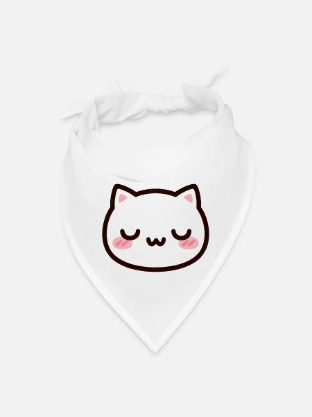 Cute Cat Uwu Face - Bandana - white - Front
