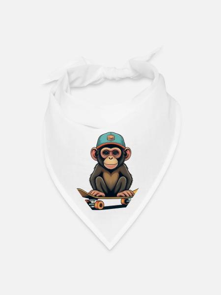 skateboarding chimp - Bandana - white