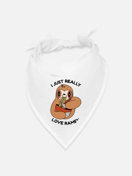 I Just Really Love Ramen Sloth Eating Ramen - Bandana - white