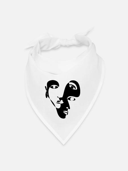black and white double face art - Bandana - white
