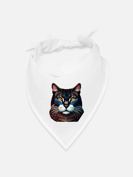 Blue cat - Bandana - white