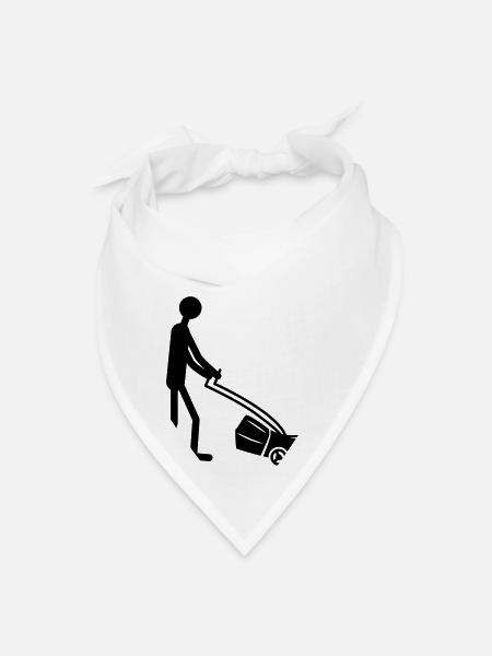 man cutting grass with lawn mower - Bandana - white - Front