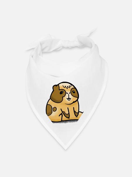 Sitting Squat Guinea Pig - Bandana - white - Front