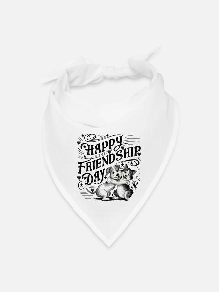 Captivating Monochrome Friendship Day Artwork - Bandana - white