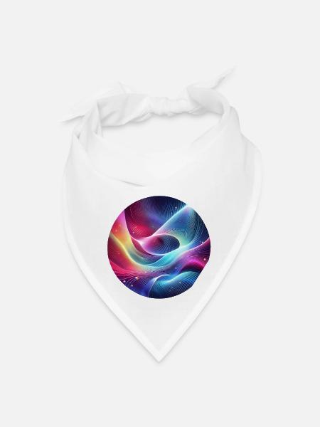Futuristic Aesthetics Holographic Waveforms - Bandana - white - Front