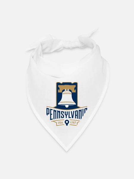 Vintage Pennsylvania Emblem with Liberty Bell - Bandana - white - Front