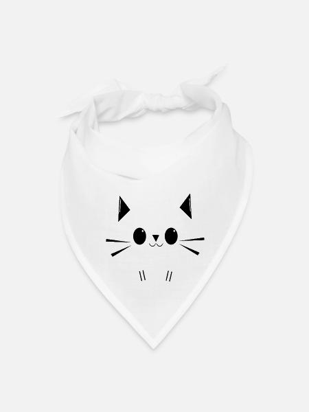 Minimalist Cute Cat Face - Bandana - white - Front