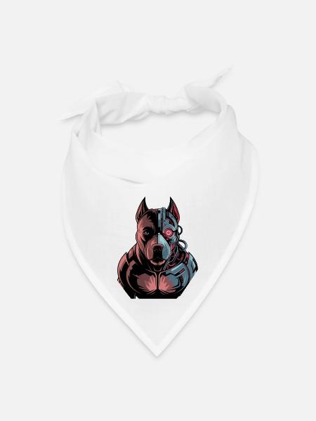 CyberBeast: The Half-Machine Pitbull - Bandana - white - Front