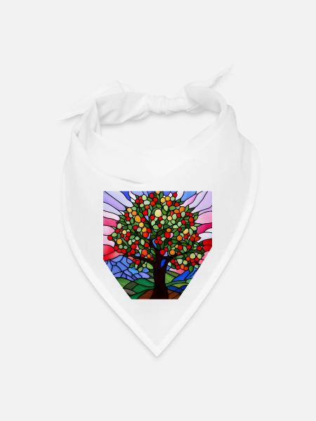 Stained Glass Apple Tree - Bandana - white - Front
