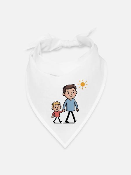 Father and Son Doodle Drawing - Bandana - white
