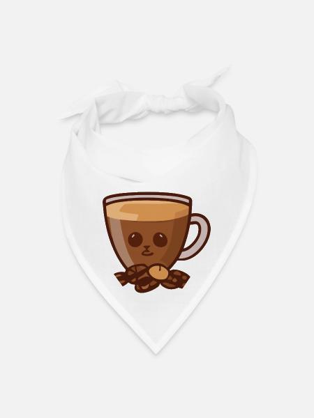 Coffee Cup With Coffee Beans Cat Face - Bandana - white - Front