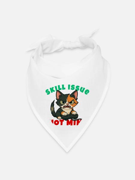 Skill Issue – Angry Cat Gamer Meme Design - Bandana - white - Front