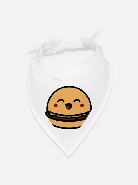 Kawaii Burger Meal Idea Motif Design - Bandana - white - Front