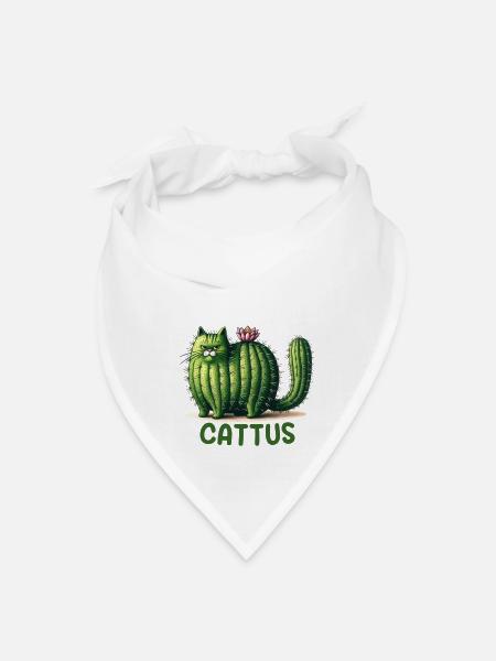 Funny Cat Cattus - Bandana - white