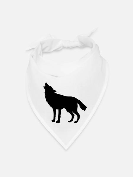 Howling Wolf (Silhouette) - Bandana - white - Front