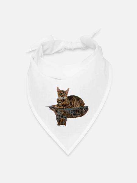Cat Looking in the Mirror - Bandana - white - Front
