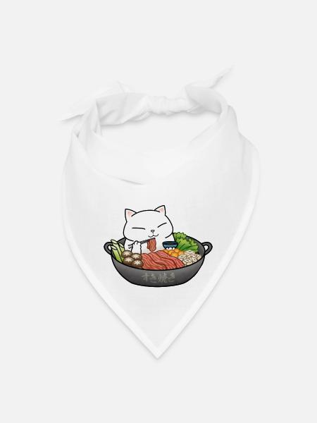 Chubby Cat Sukiyaki - Bandana - white - Front