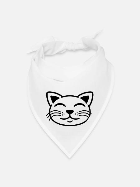 Cat face happy pet - Bandana - white - Front