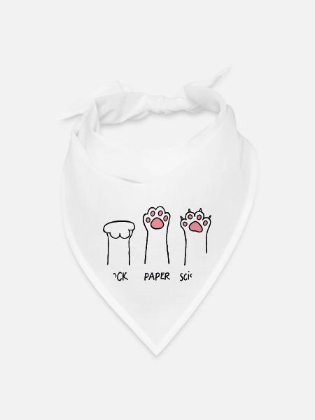 Pet Rock Paper Scissor - Bandana - white