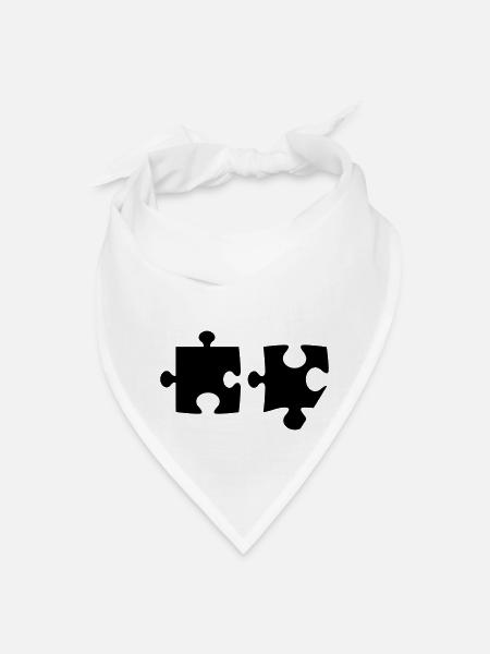2 Pcs Puzzle Love Part Puzzle Puzzle Piece Puzzle - Bandana - white - Front