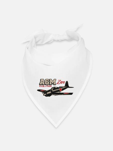 A6M Zero | World War 2 Japanese Plane Vintage - Bandana - white - Front