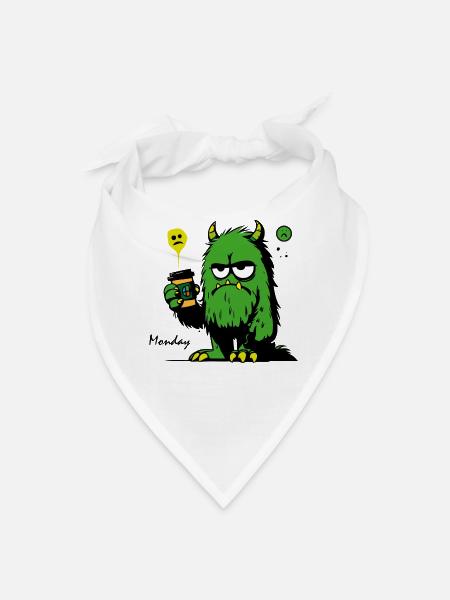 Grumpy Green Monster with Mug - Bandana - white - Front
