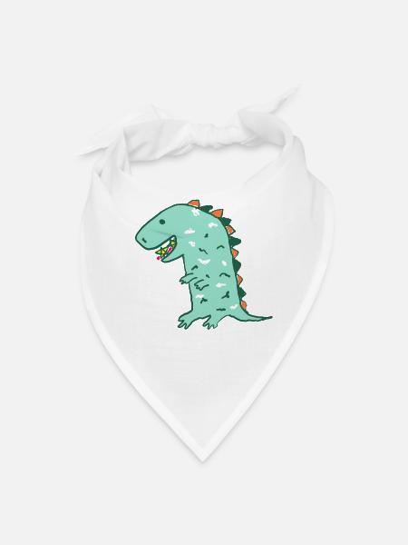 Teal Dino T rex - Bandana - white