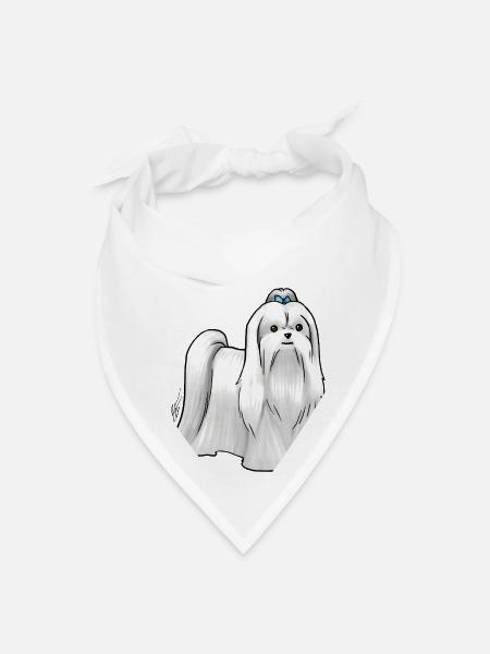 Dog Maltese Show Cut - Bandana - white - Front