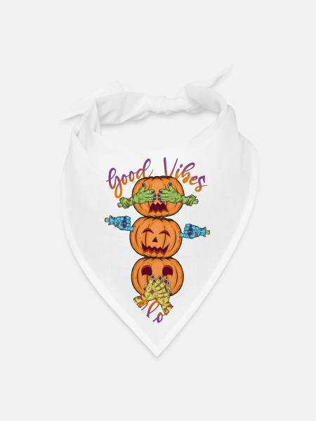 Cute Halloween Pumpkin Head With Meaning - Bandana - white