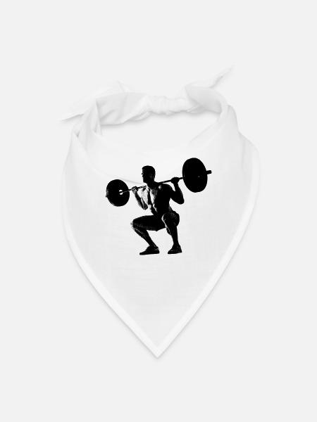 Barbell Squat Silhouette - Bandana - white - Front