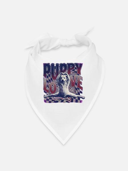 Puppy Love: Groovy Dog Lover Design - Bandana - white - Front