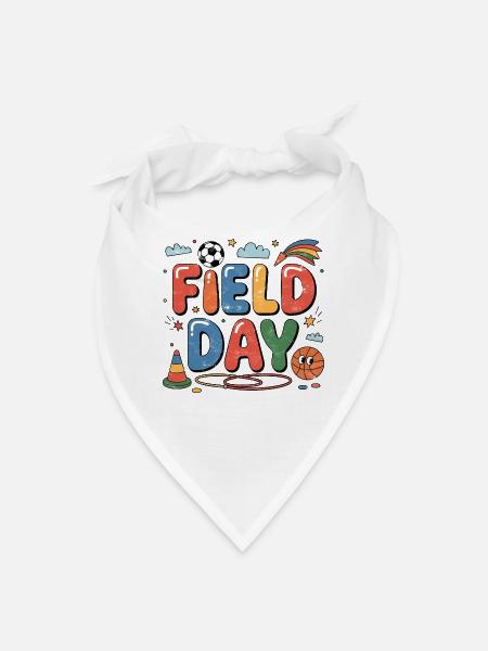 Field Day Fiesta: Colorful Retro Sports - Bandana - white - Front