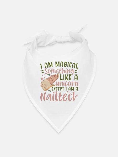 I Am Magical Unicorn Nail Tech - Bandana - white - Front